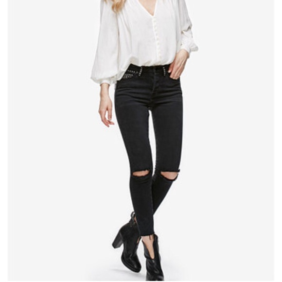 black studded skinny jeans